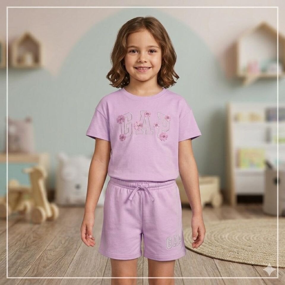 Çiçekli GAP Şortlu Takım