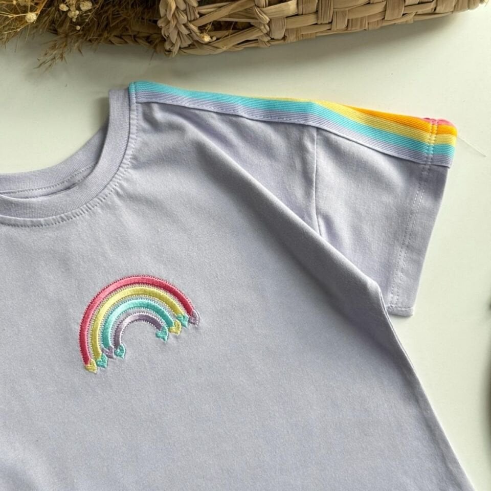 Gökkuşağı Desenli Kaşkorse Takım Lila