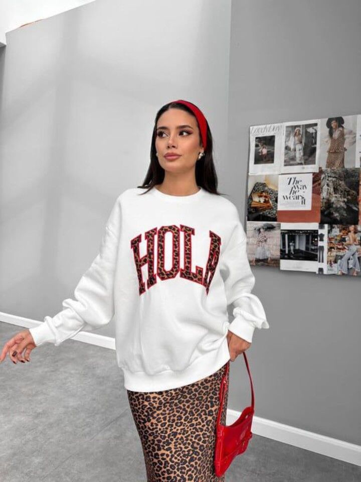 HOLA Leopar Nakış İşlemeli Sweat