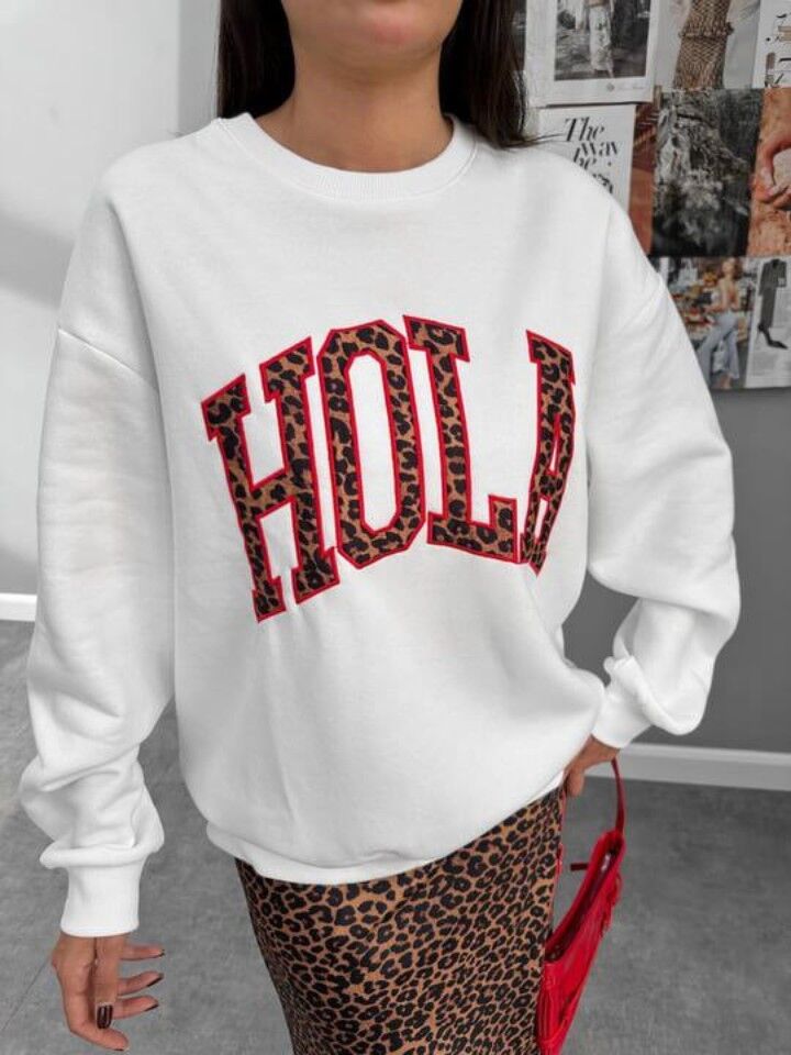 HOLA Leopar Nakış İşlemeli Sweat