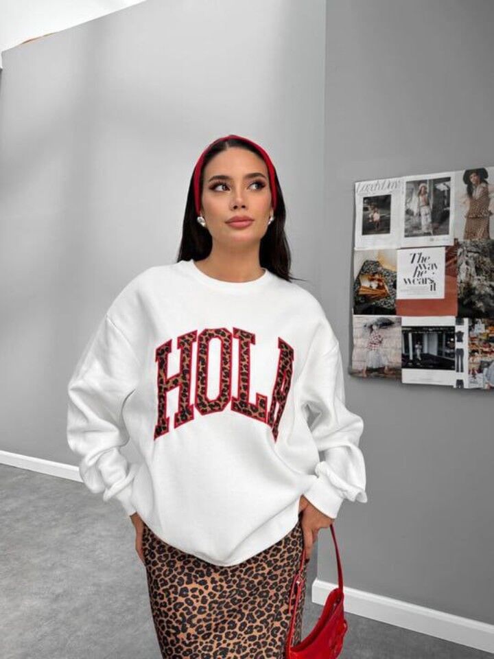 HOLA Leopar Nakış İşlemeli Sweat