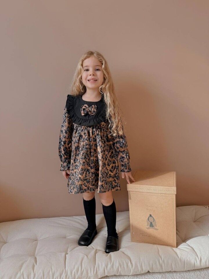 Leopar Dokuma Kumaş Elbise