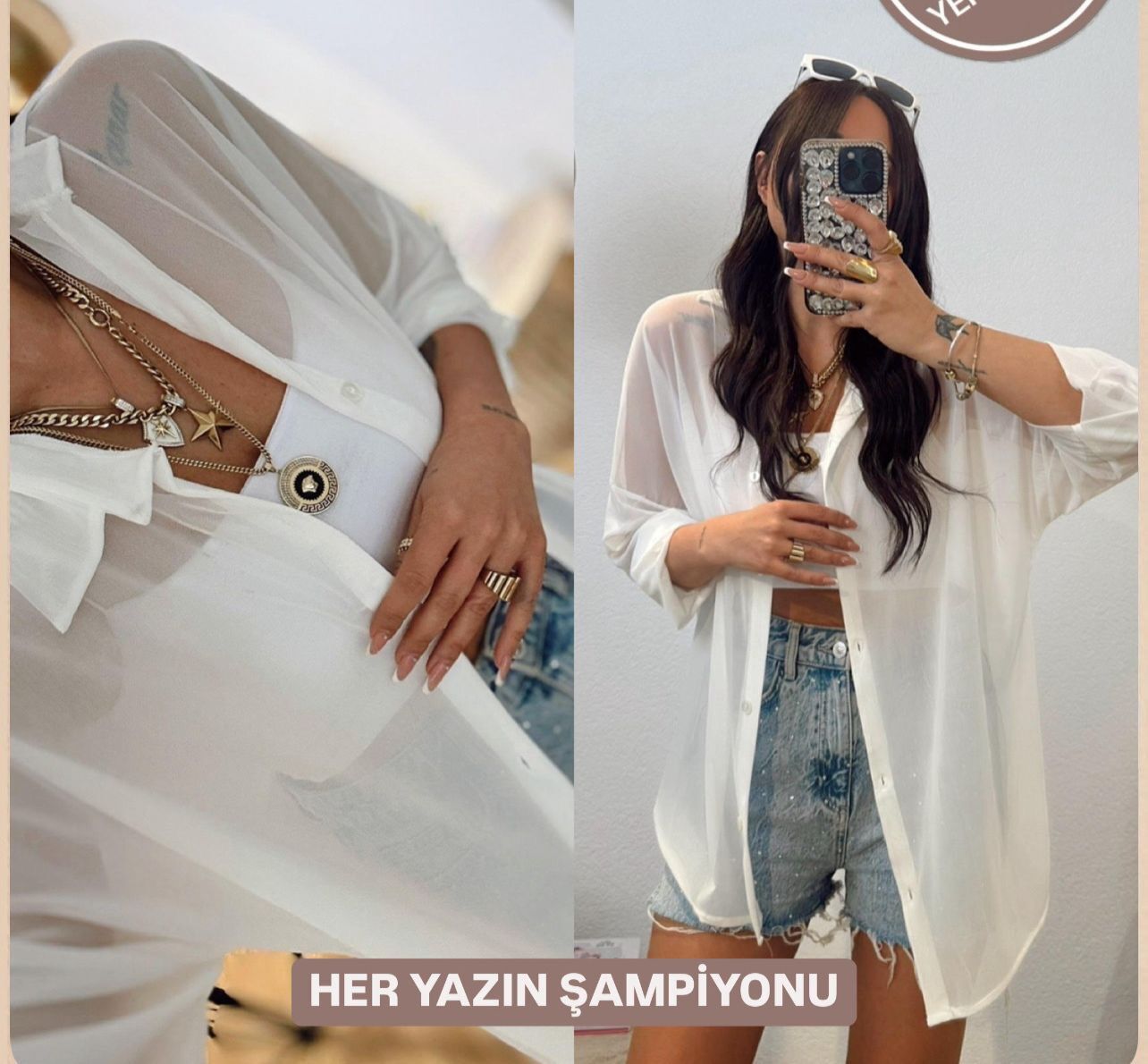 Tül Gömlek Oversize Standart