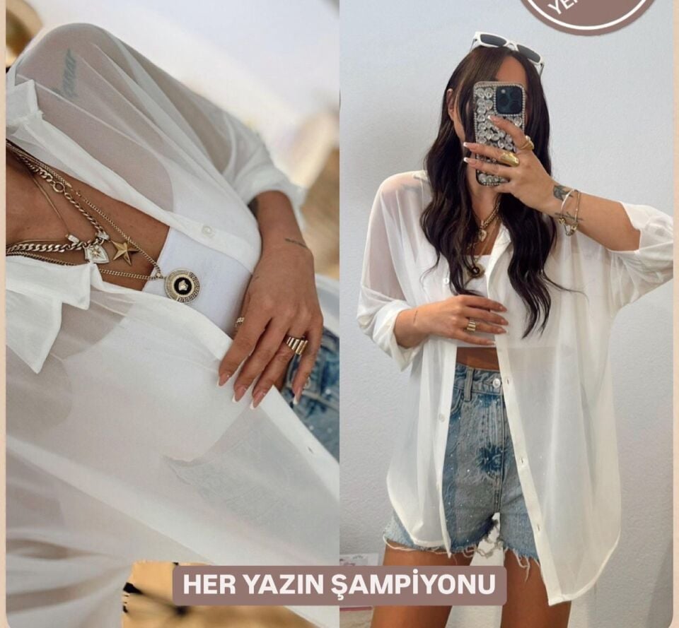 Tül Gömlek Oversize Standart