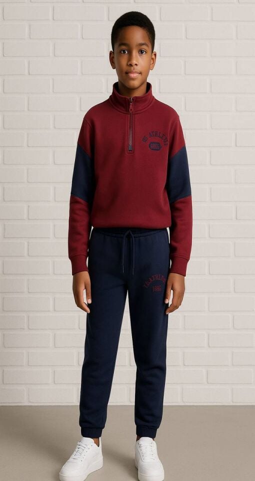 Dik Yaka Fermuarlı Eşofman Takım