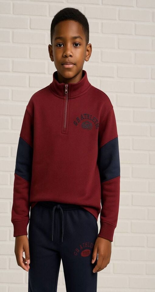 Dik Yaka Fermuarlı Eşofman Takım