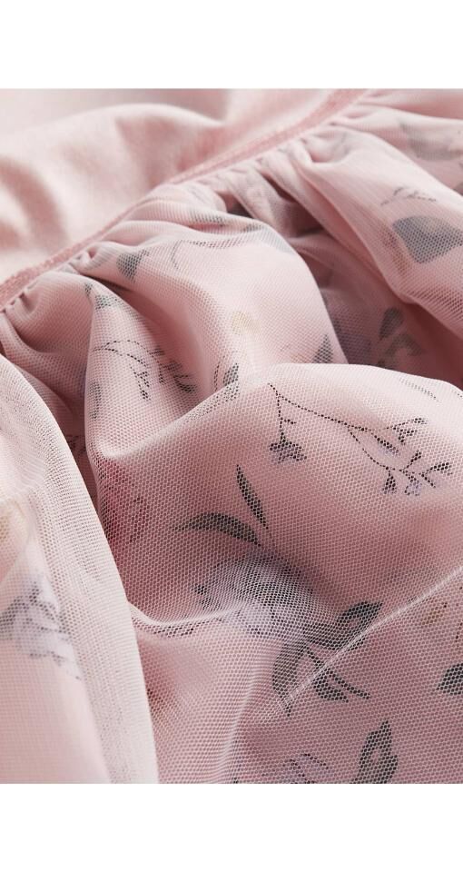 Tüllü Elbise Çiçek Desenli