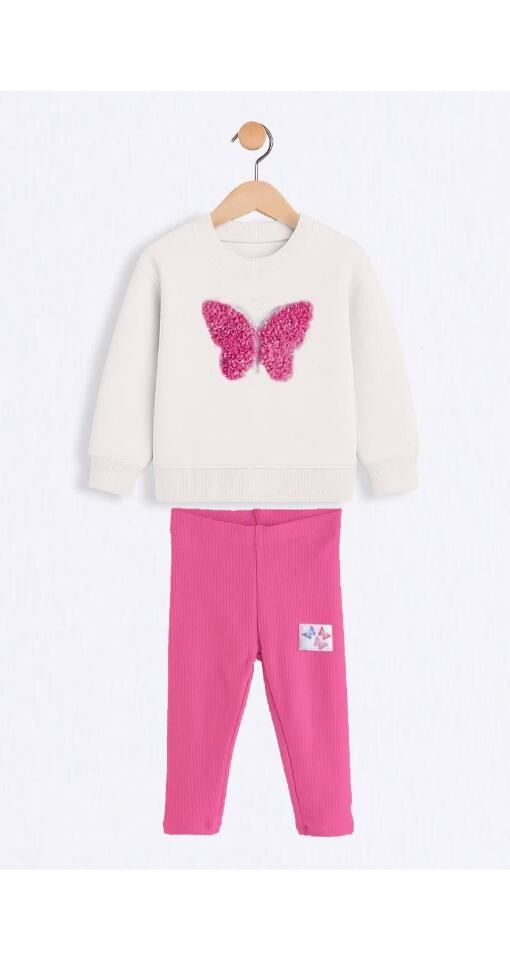 Tüllü Kelebek Detay İkili Taytlı  Takım