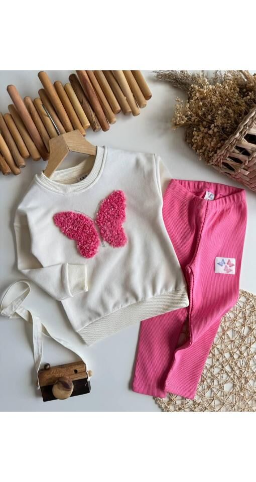 Tüllü Kelebek Detay İkili Taytlı  Takım