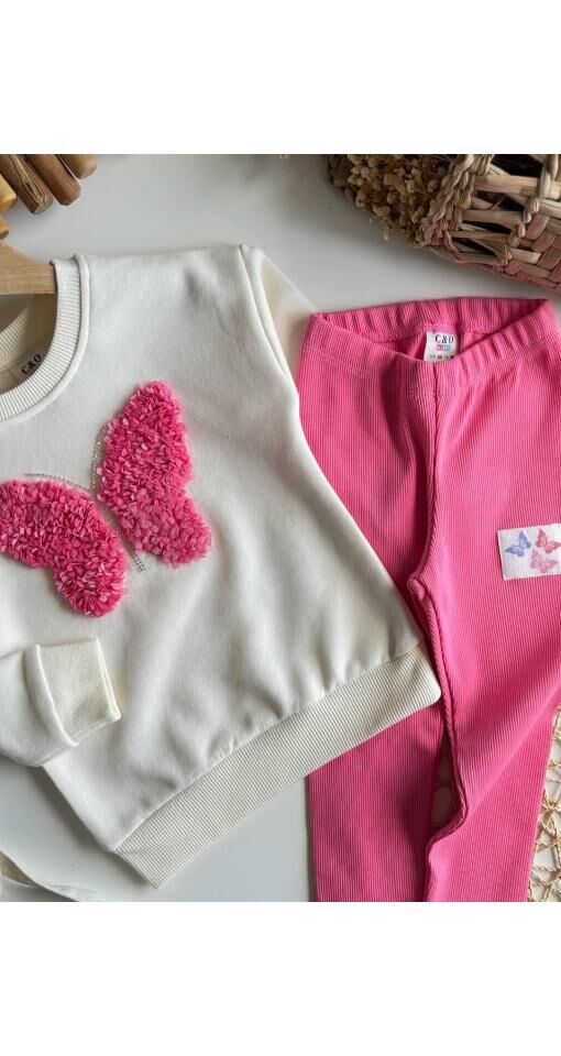 Tüllü Kelebek Detay İkili Taytlı  Takım