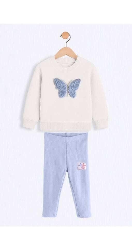 Tüllü Kelebek Detay İkili Taytlı  Takım