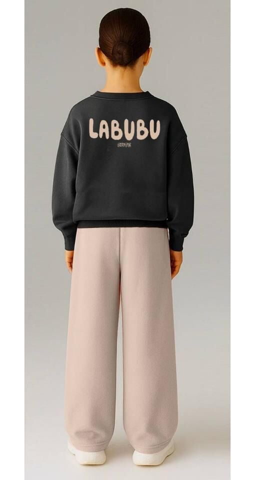 Labubu Baskılı Fırçalı Kumaş Pamuklu Takım