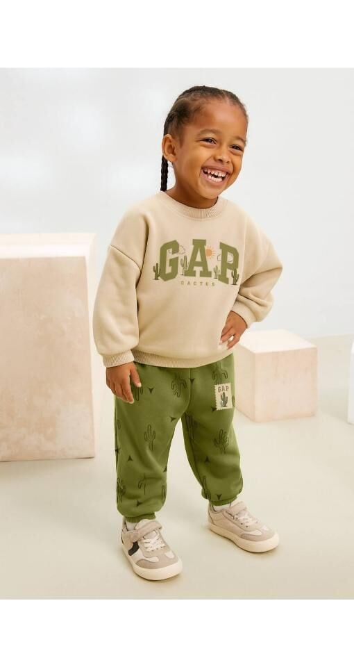 Kaktüs Baskılı Üç İplik Pamuklu İkili Takım