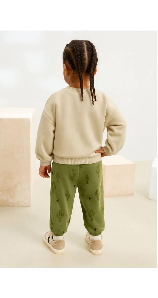 Kaktüs Baskılı Üç İplik Pamuklu İkili Takım